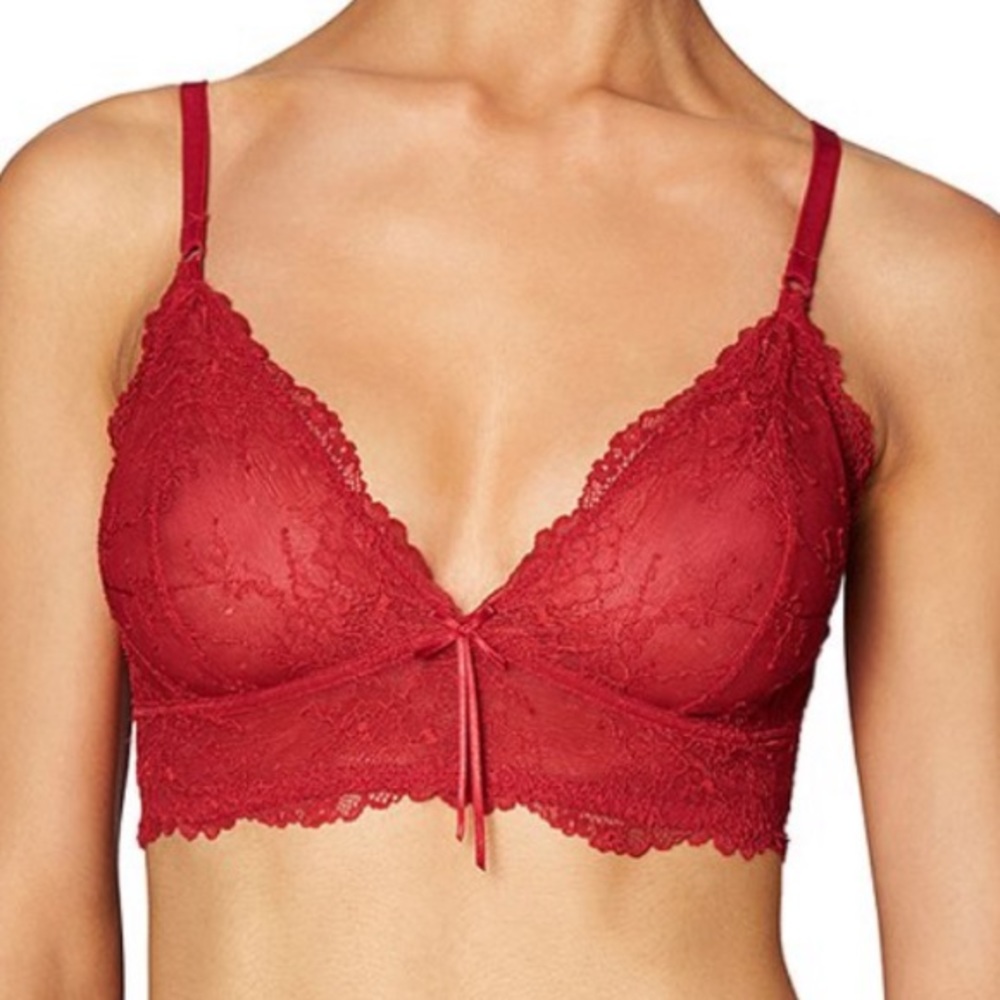 Heidi Klum Ribbon red french lace bralette